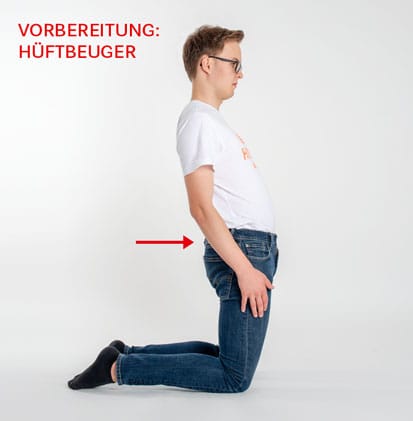 Übung 1. das Becken nach vorne bringen